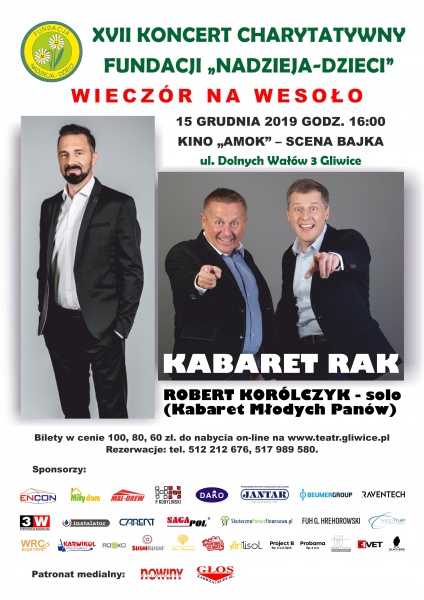 Plakat: Koncert Charytatywny-Kabaret Rak, Robert Korólczyk